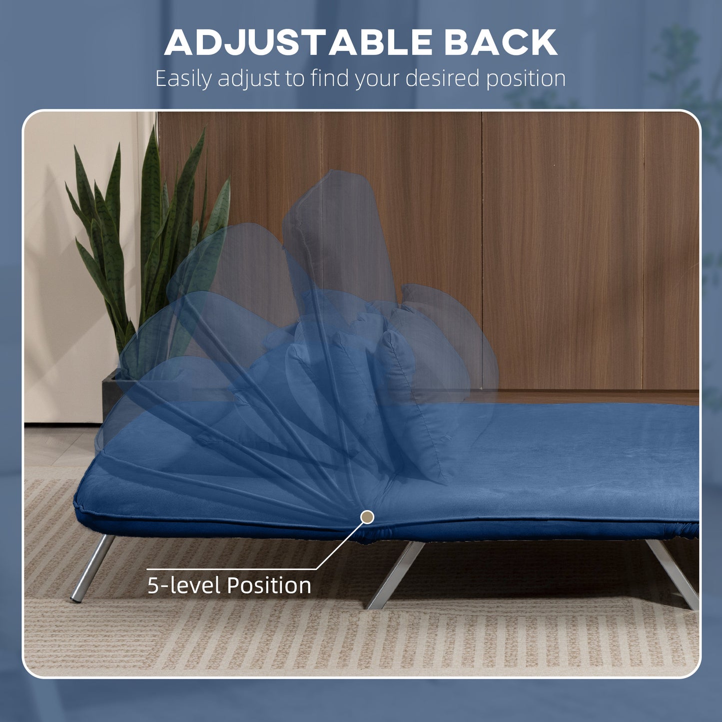 Two-Seater Click-Clack Sofa Bed - Dark Blue