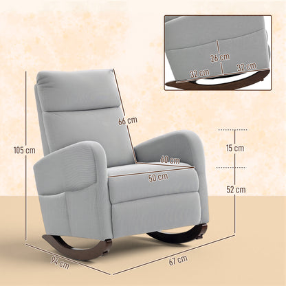 Corduroy Rocking Armchair - Grey / Beige