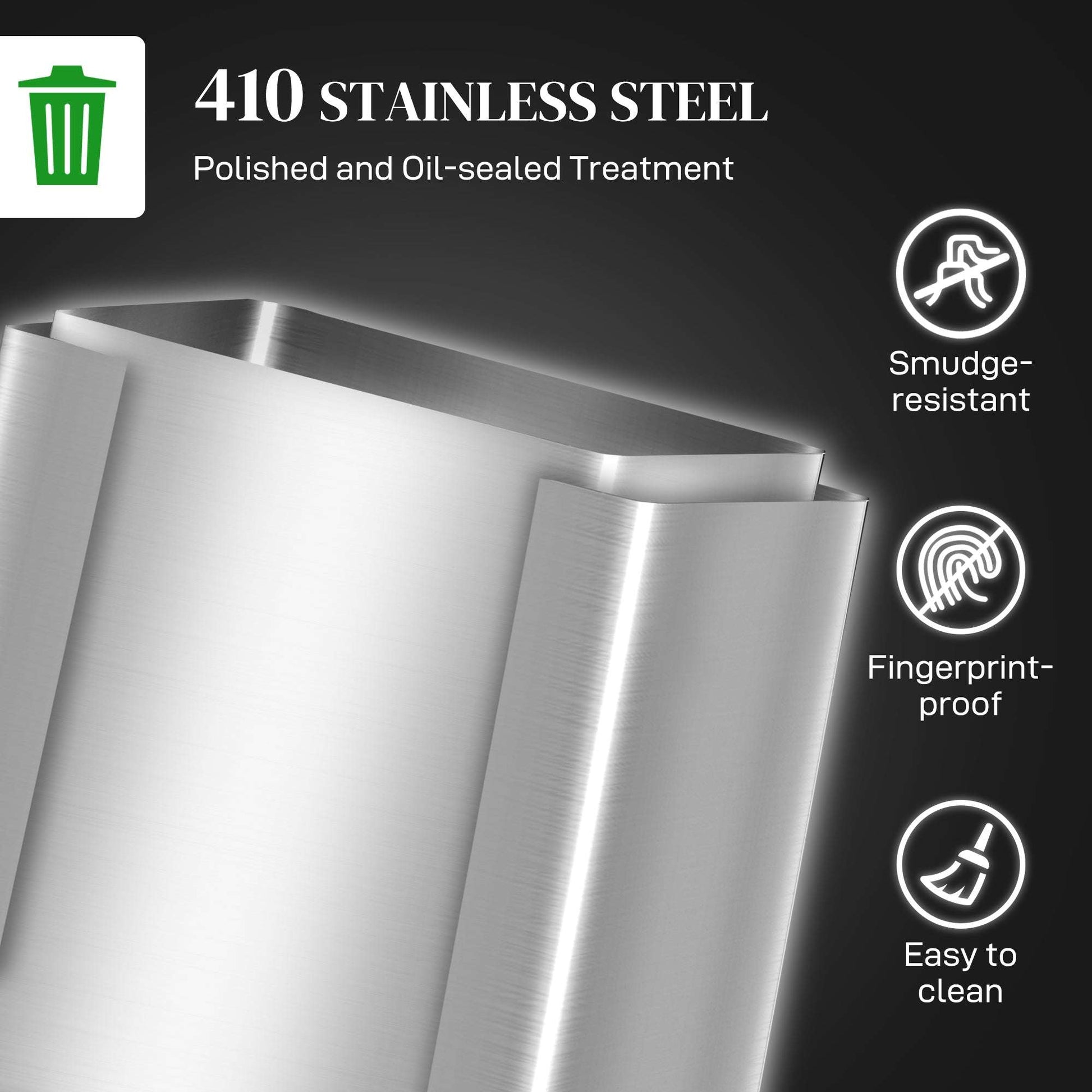 60L Dual Compartment Stainless Steel Bin, with Deodoriser Holders - Silver Tone
