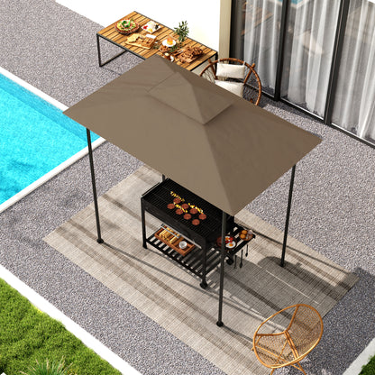 Grill Gazebo Replacement Canopy Roof for 1.5 x 2.4m Frame, UPF50+ Protection, Double Tiered 5' x 8' Outdoor BBQ Gazebo Cover Replacement