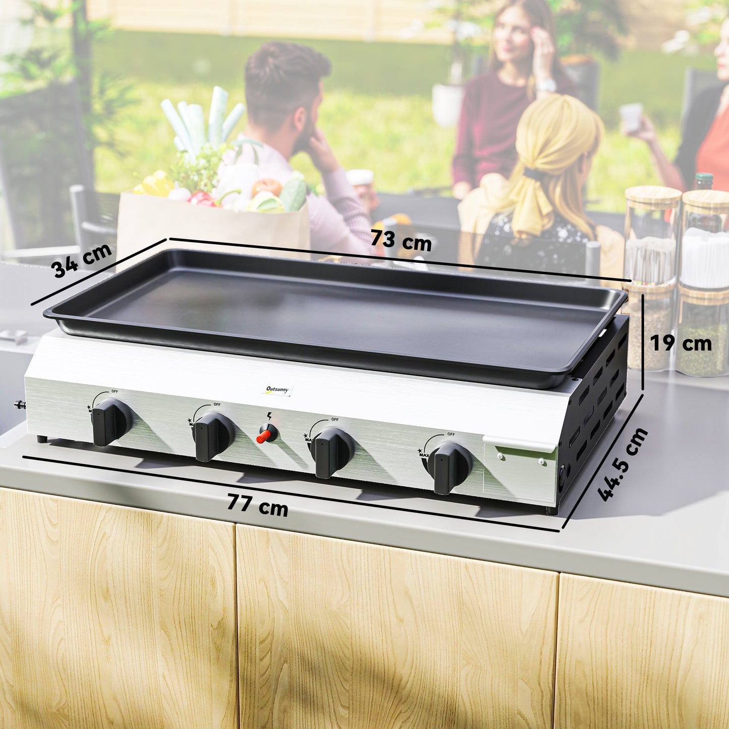 Outsunny Four Burner Portable Gas Grill For Camping Outdoor Cooking