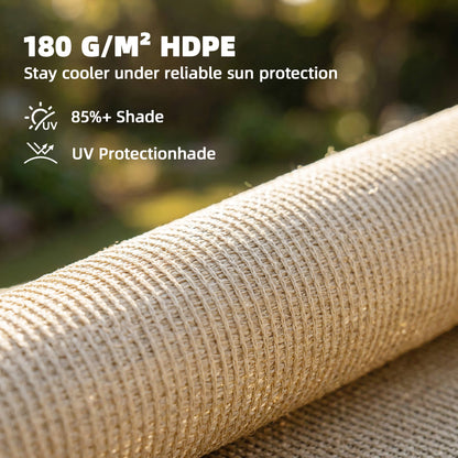 2x3m Sun Shade Sail | 85%+ UV Block | 180g/m² HDPE | 10 Stainless Steel Eyelets | 10 Bungee Ropes Included | Patio Garden Pool | Beige