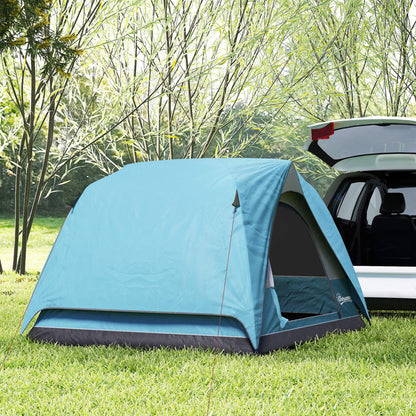 3-4 Person Camping Tent, Easy Set Up Waterproof Dome Tent with Sewn-in Groundsheet, Mesh Windows, Pocket and Hook for Camping, Light Blue
