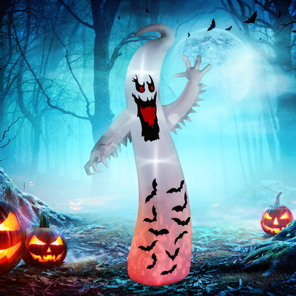 11.8FT Tall Halloween Inflatable Spooky Ghost, Blow Up Outdoor Halloween Decoration with Build-in LEDs and Rotating Light for Garden, Lawn, Party