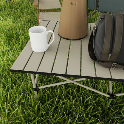 Outsunny Portable  Aluminium Picnic  Camping Table, Lightweight Folding, Carry Bag For Outdoor Camping, Picnic, Hiking, Cooking, BBQ, Fishing, Khaki