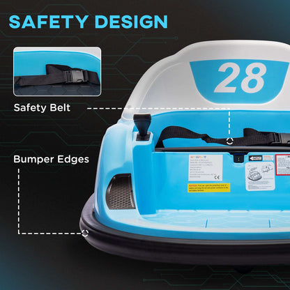 AIYAPLAY 360° Rotation Kids Bumper Car, 12V Waltzer Car with Remote Control, Dual Joysticks, Music Lights