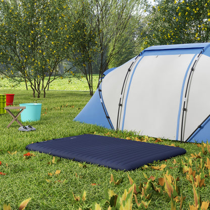 Outsunny Double Size Air Bed, with Built-in Foot Pump and Carry Bag, Blue