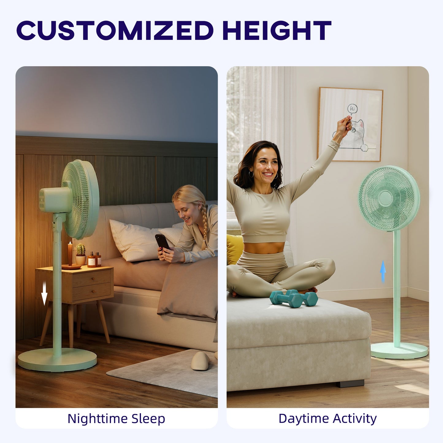 40 cm Standing Fan, Cooling Floor Fan with 80° Oscillating, Adjustable Tilt and Height, 4 Speed, Remote Control