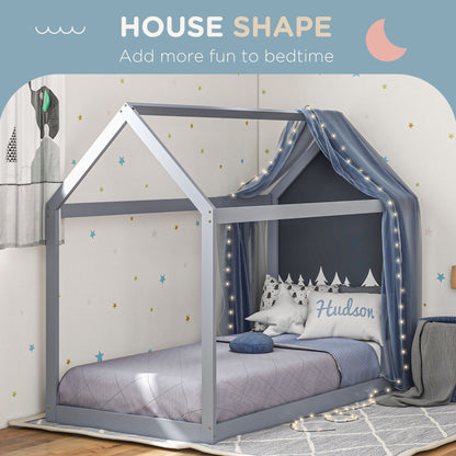 Single Bed Frame, House Scandinavian Style Wooden Bed Frame for 90W x 190Dcm Mattress, Pine Wood Bed Base