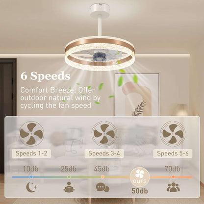 Ceiling Fan with LED Light and Remote - Gold Tone