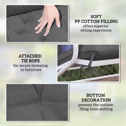 2-Seater Bench & Swing Chair Cushion | 12cm Thick PP Cotton | Tie Fastenings | Water & Stain Resistant | Indoor & Outdoor | 120 x 110cm | Black