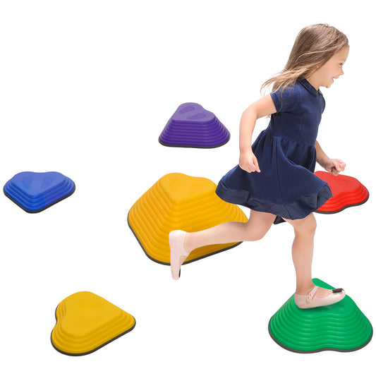 AIYAPLAY 6 Piece Heart-Shaped Kids Stepping Stones Balance & Motor Skills, Multicoloured