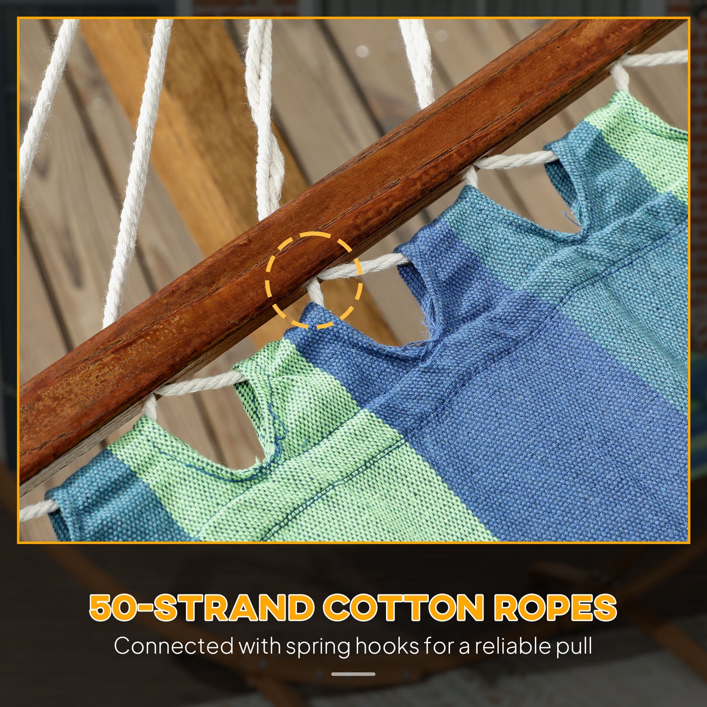 Outdoor Hammock with Stand, Garden Hammock with Triple-Head Eucalyptus Wood Arc Frame, 1 Person Cotton Bed and Head Pillow, Freestanding Garden Swing