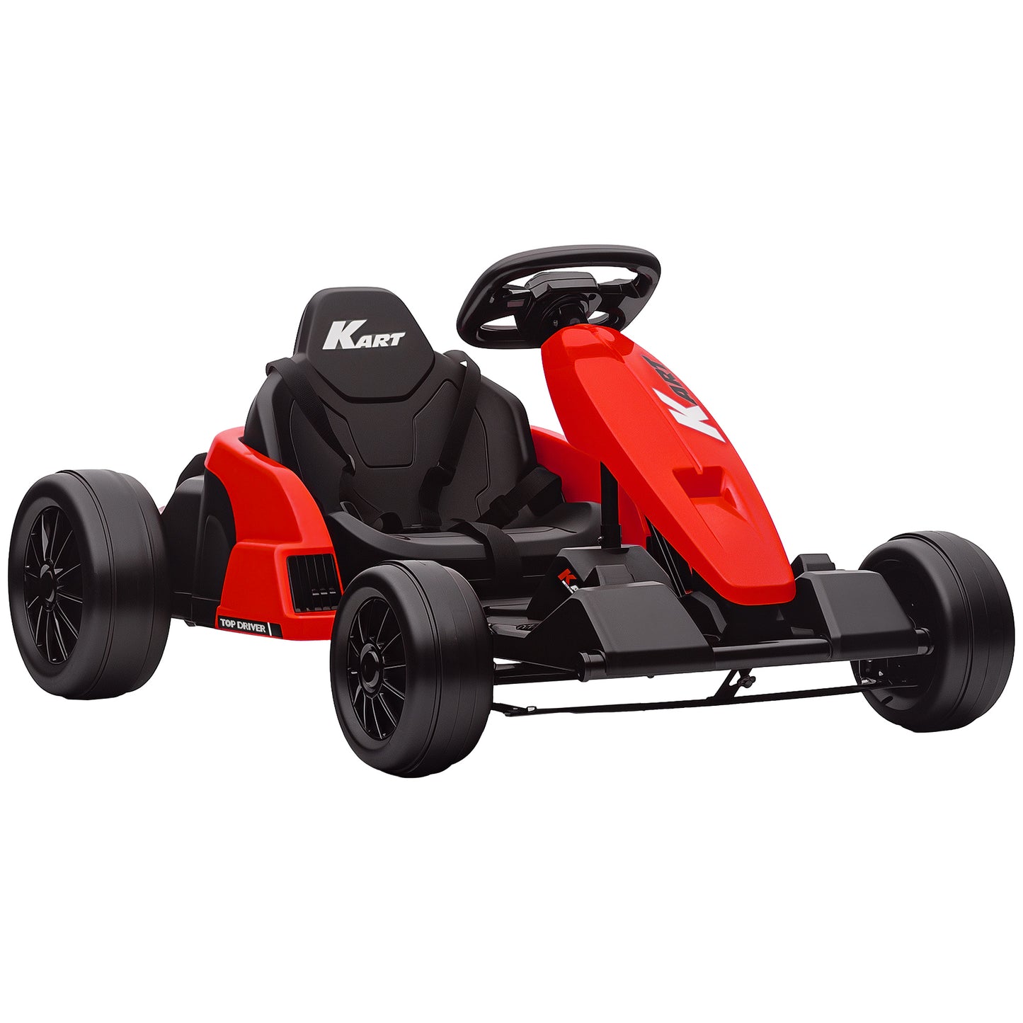 AIYAPLAY 24V Electric Go Kart, Drift Kart with Adjustable Seat, Slow Start, 5-Point Harness, Music, Horn, for 6-12 Years