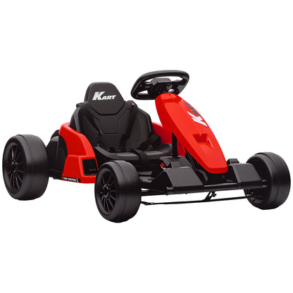 AIYAPLAY 24V Electric Go Kart, Drift Kart with Adjustable Seat, Slow Start, 5-Point Harness, Music, Horn, for 6-12 Years