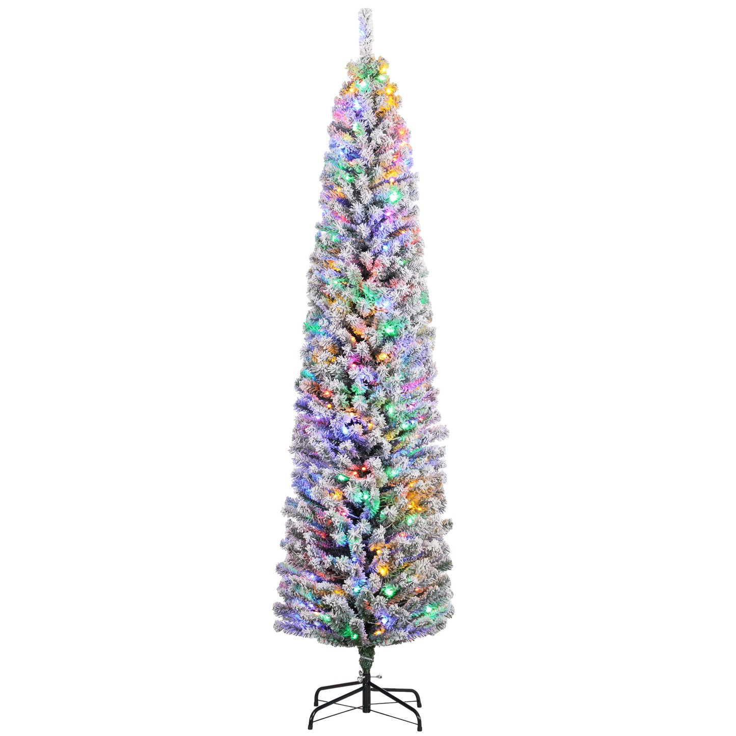 7' Artificial Prelit Christmas Trees Holiday Décor with Colourful LED Lights, Flocked Tips, Berry, Pine Cone