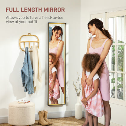 Full Length Mirror, 37 x 157cm Wall Mounted, Leaning, Free Standing Mirror, Framed Full Body Mirror for Living Room, Bedroom, Black