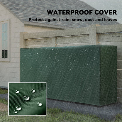 Outsunny Firewood Rack with Waterproof Cover, Heavy Duty Metal Log Store Indoors, Log Storage Holder for Outdoor Indoor Fireplace, 200 x 36 x 99 cm, Dark Green