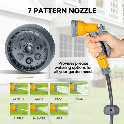 Outsunny Retractable Hose Reel Wall Mounted, 30+2m Garden Hose Pipe Reel with Lock, Auto Rewind, 7 in 1 Spray Nozzle, Includes Wall Fixings, 180° Swivel, Outdoor Watering, Orange