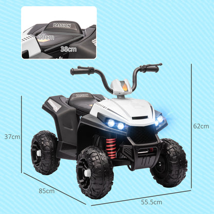 AIYAPLAY 12V Kids Electric Quad Bike w/ Spring Suspension System, Forward & Backward, LED Light, Music, MP3, White / Red