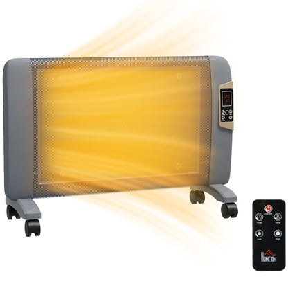 Mica Electric Space Heater, Portable for Home with 2 Heat Settings, Living Room, Study, Garage, Adjustable Temperature 15-40°C, 1000W/2000W, Grey