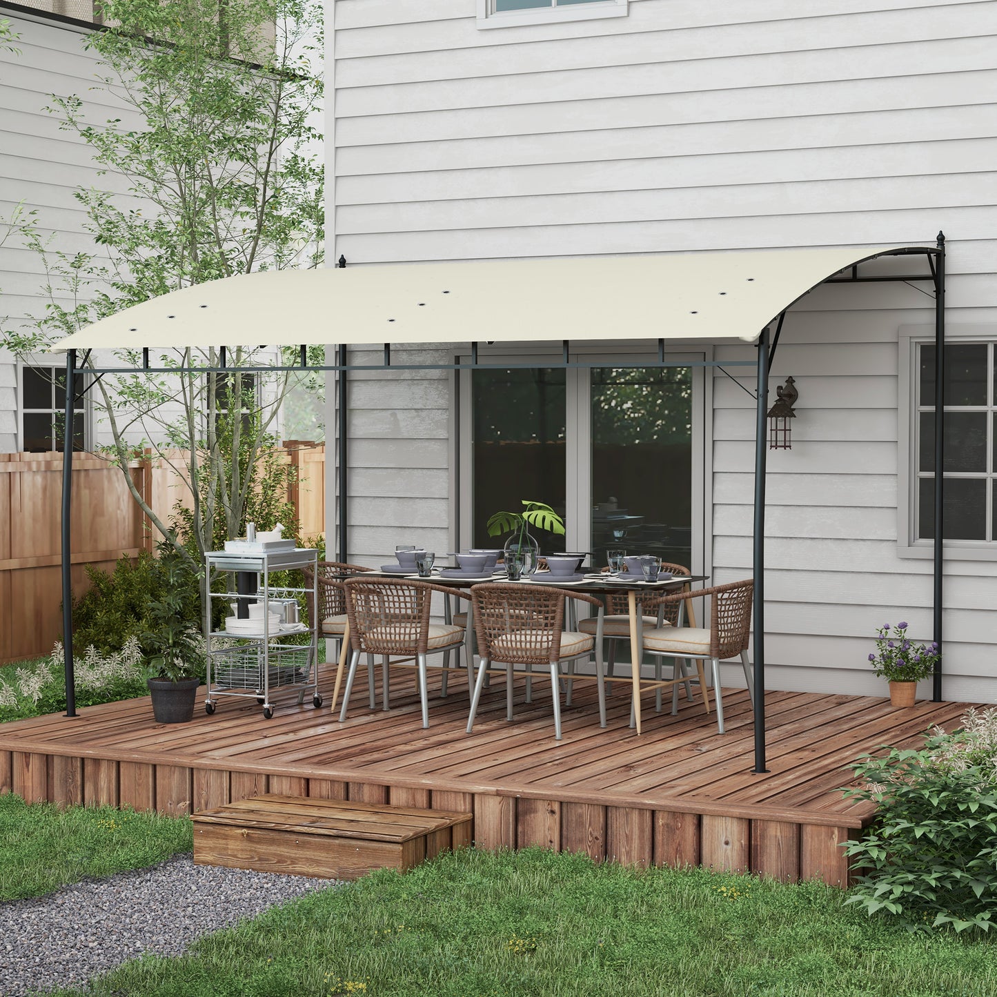 Outsunny 3 x 4m Metal Frame Pergola Sun Shade Canopy - Cream