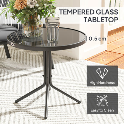 3-Piece Patio Bistro Set, 5-Position Adjustable Recliner Garden Chairs and Tempered Glass Table, Garden Furniture Set with Cushions, Grey