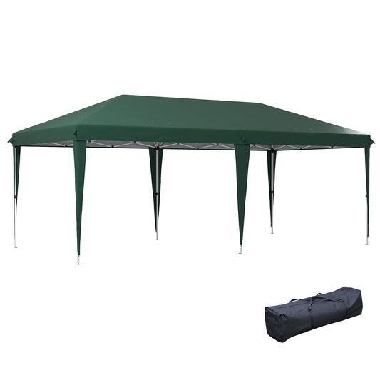 Outsunny Pop Up Gazebo, Double Roof Foldable Canopy Height Adjustable Canopy w/ Carrying Bag, 6 m x 3 m x 2.65 m, Green