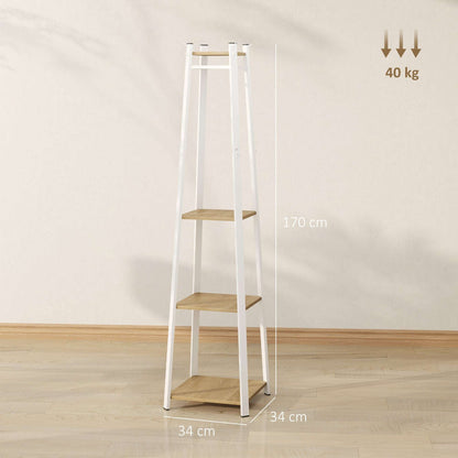 Compact Freestanding Coat Rack Organiser -  White/Oak