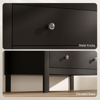 5-Drawer Chest of Drawers | 2 Small & 3 Large Drawers | Round Metal Knobs | Anti-Tip Straps | 70kg | Black