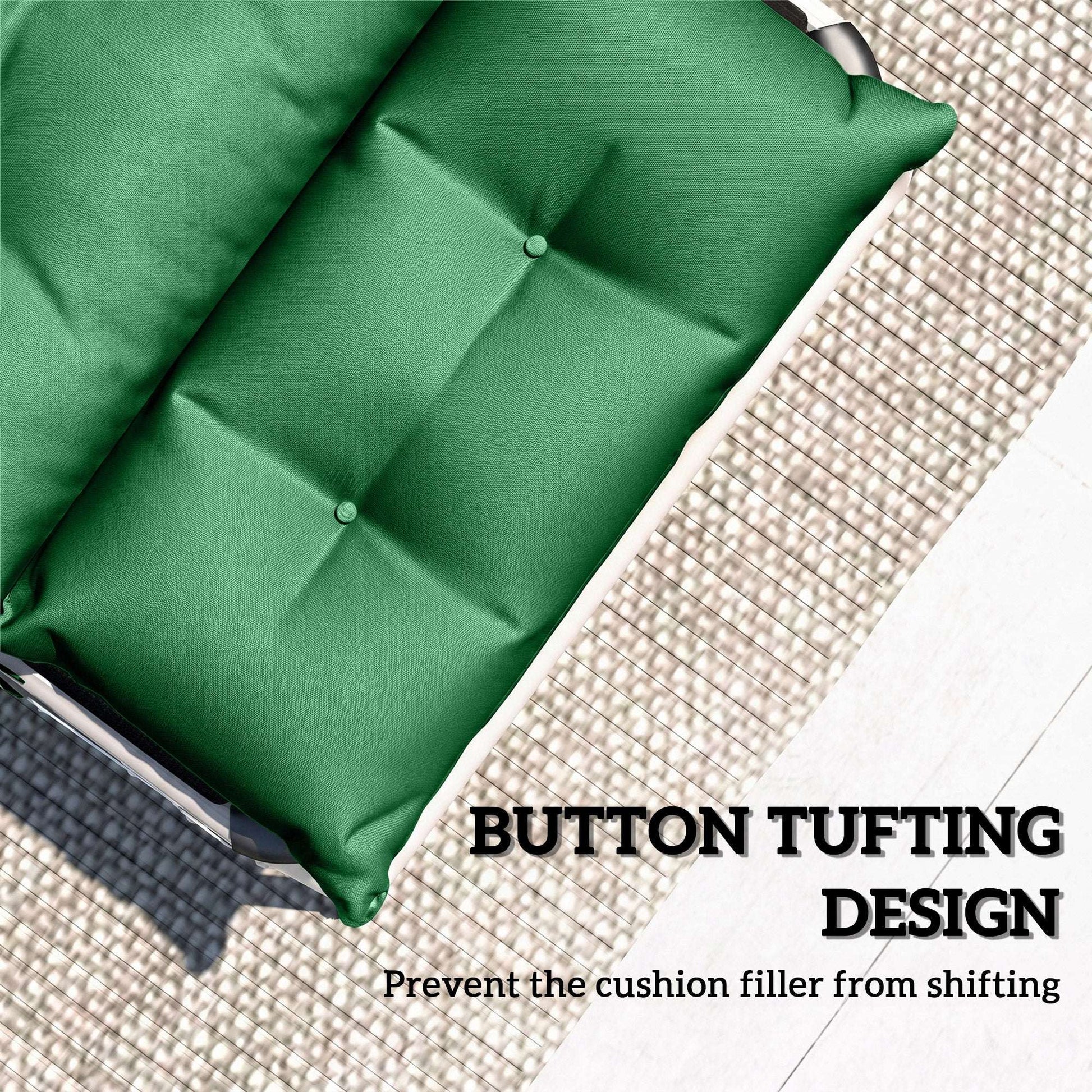 Set of 2 Sun Lounger Cushions | 190x56x10cm | High-Resilience PP Foam | UPF20+ | Fade & Splash Resistant | 220gsm Polyester | 6 Tie Fastenings | Green