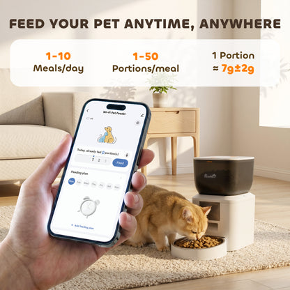 Automatic Pet Feeder with Camera | 2.4G WiFi App Control | 2-Way Audio | Night Vision | Anti-Clog | 4L / 16 Cup Tank | Dual Power | Cats & Dogs up to 15kg | White