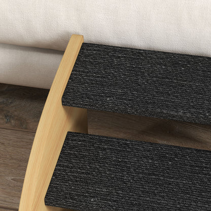 Dog Stairs | 3-Step Oak Effect Pet Steps for Sofa & Bed with Side Panels