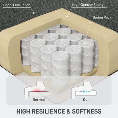 Pull Out Sofa Bed, Fabric 2 Seater Sofa Bed Settee, Convertible Sofa with 2 Pillows and Side Pockets for Living Room, Home Office, Charcoal Grey