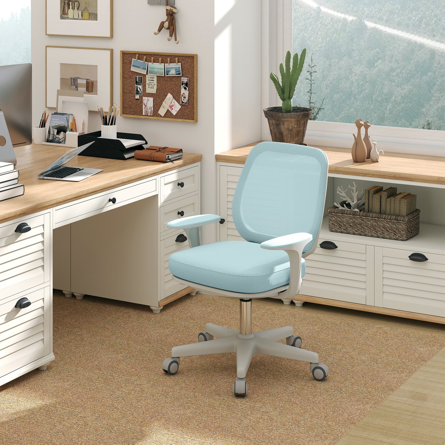 Mesh Back Office Chair | Height Adjustable 44–56cm | 120kg Capacity | Castor Wheels | Light Green