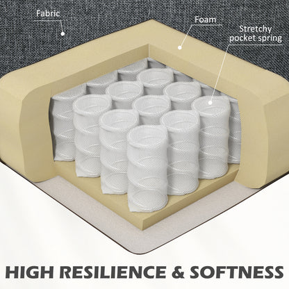 Retro Vintage Style Two-Seater Mid-Century Sofa, with Pocket Springs - Charcoal Grey