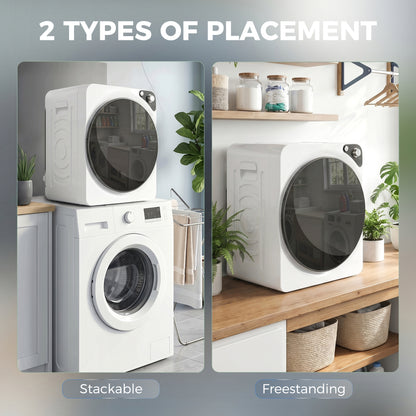 Compact Vented Tumble Dryer | 5kg | 1000W | 5 Drying Modes | Stainless Steel Drum | Stackable | 54dB | White