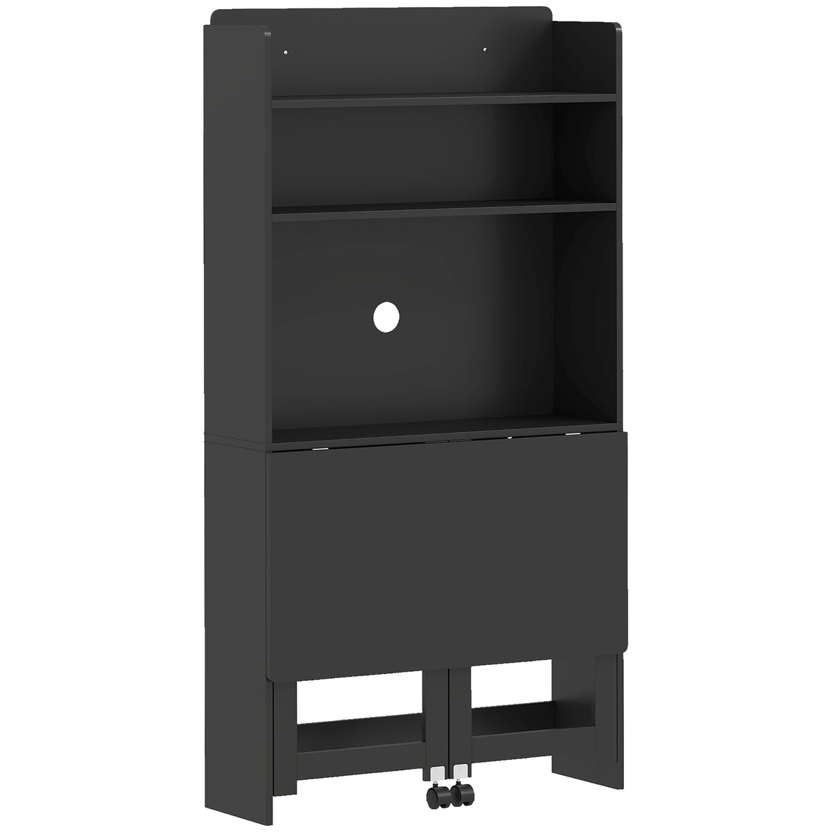 Foldable Computer Desk | Storage Shelves | 80 x 69 x 155 cm | Black