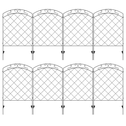 Outsunny Decorative Garden Fencing, 43in x 11.4ft Outdoor Picket Fence Panels, 8 Piece Rustproof Steel Wire Landscape Flower Bed Border Edging