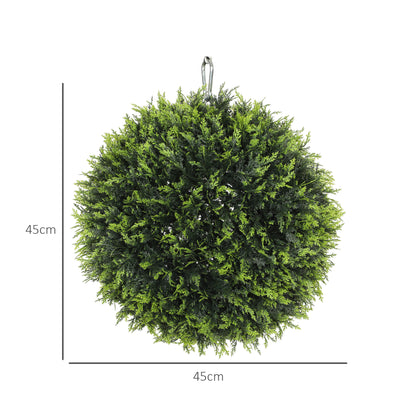 Set of 2 Artificial Plant Topiary Balls, UV-protected Fake Decorative Plants, Faux Plants for Home Indoor Outdoor Decor, 45cm, Green