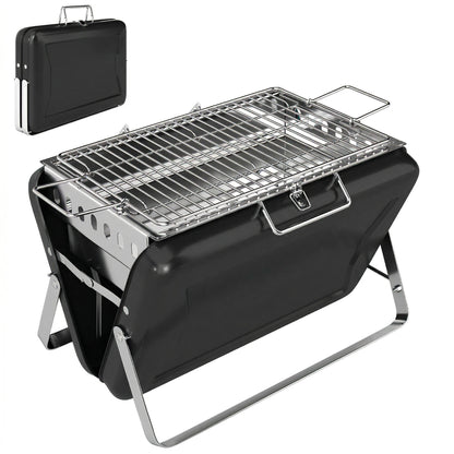 Outsunny Charcoal BBQ Grill Portable Stainless Steel Barbecue with Tilting Grate for Camping Picnic Garden