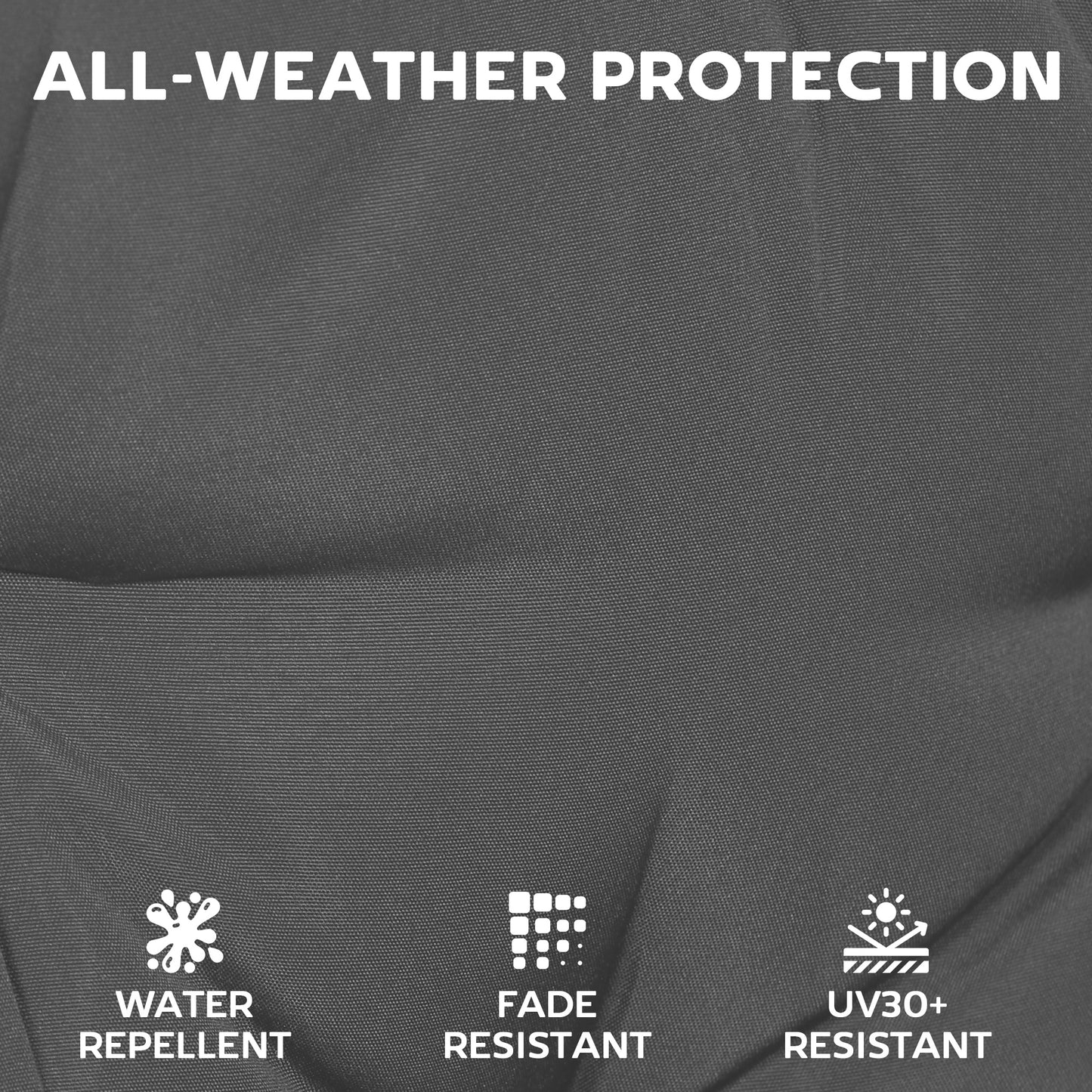 Set of 2 Garden Seat Cushions | 7cm High Density Foam | 50x50cm | Water Resistant | UV30+ | Fire Retardant | Zip Off Covers | Securing Ties | Dark Grey