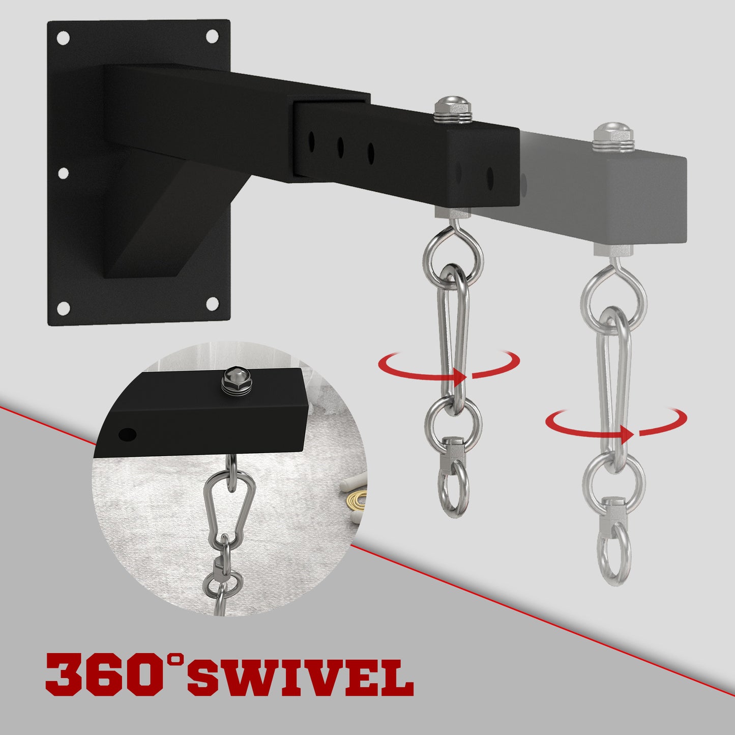 SPORTNOW Punch Bag Wall Bracket, 5-Length Adjustable Boxing Bag Bracket for Kickboxing Muay Thai Punching Training
