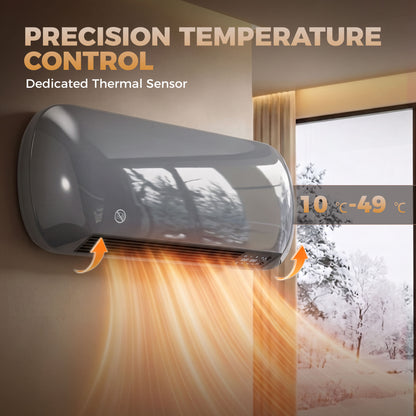 2000W Ceramic Wall Mounted Space Heater | Fan-Forced | Weekly Timer | 10–49°C Thermostat | Remote Control | IP23 | 20–25m² | Grey