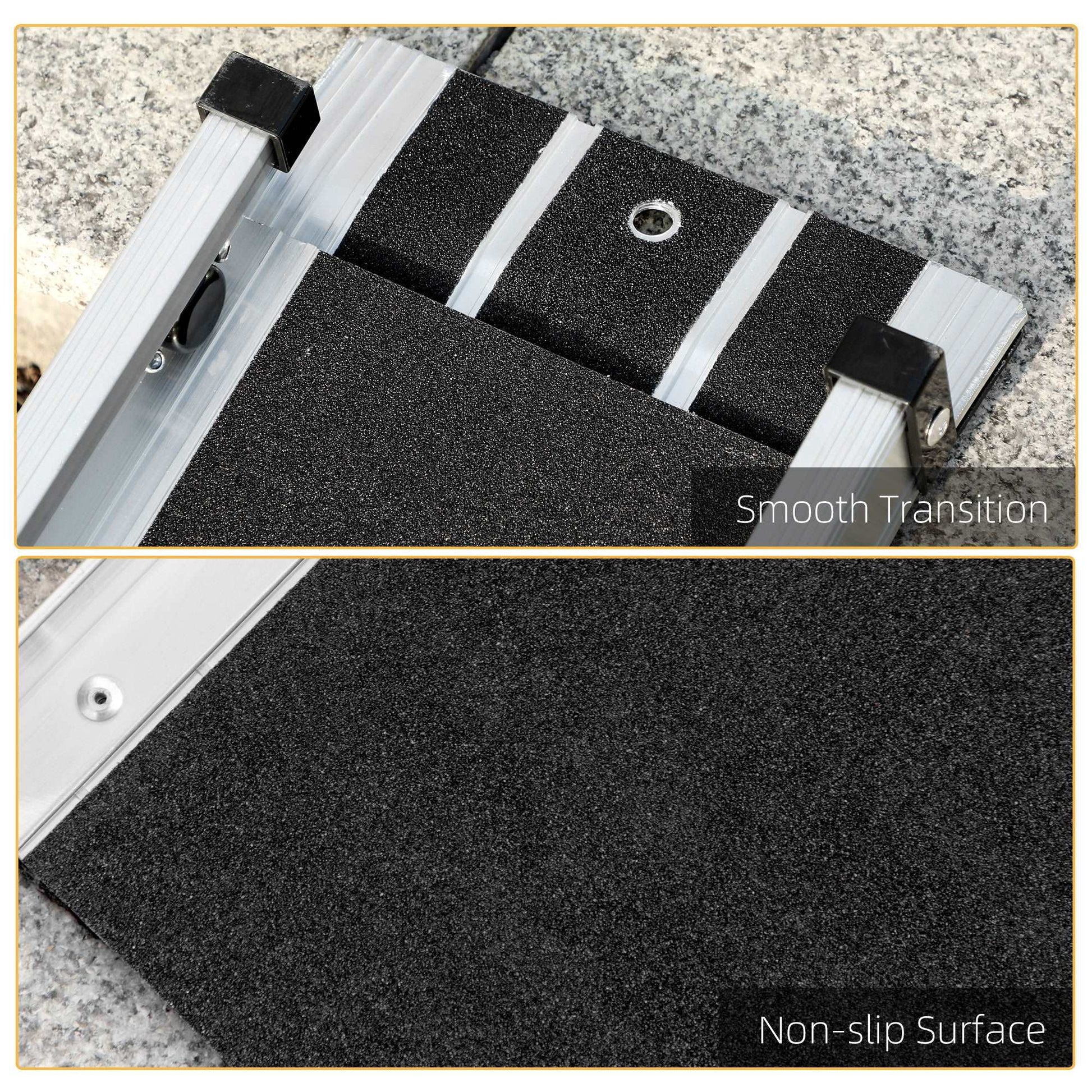 2 Piece Telescopic Wheelchair Assist Ramp, 183L x 19.5Wcm, 270kg, Folding Aluminium Door Threshold Ramps for Home, Doorways, Steps, Stairs