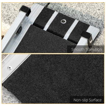 2 Piece Telescopic Wheelchair Assist Ramp, 183L x 19.5Wcm, 270kg, Folding Aluminium Door Threshold Ramps for Home, Doorways, Steps, Stairs