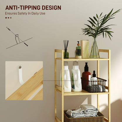 Three-Tier Bamboo Adjustable Shelf Storage Unit