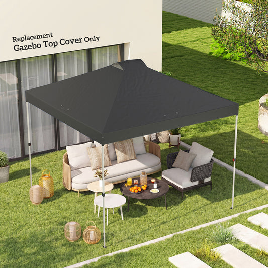 3x3m Gazebo Roof Replacement Canopy | UV50+ Waterproof | 210D Silver-Coated Oxford Fabric | Double Vented | 8 Drainage Holes | Hook & Loop | Fits 3x3m Straight-Leg Frames | Dark Grey