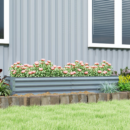 Outsunny 180 x 90cm Galvanised Steel Open Planter - Silver