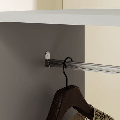 Open Wardrobe for Bedroom, Small Wardrobe on Wheels W/ Clothes Rail, Storage Shelves, Mobile Garment Rack Cloakroom, Hallway, Grey